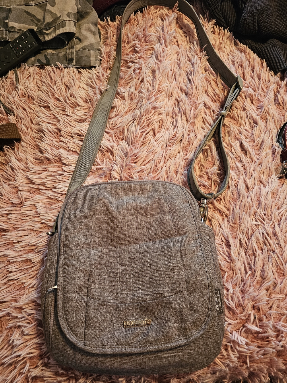 Pacsafe Gray Anti-Theft Crossbody Messenger Bag